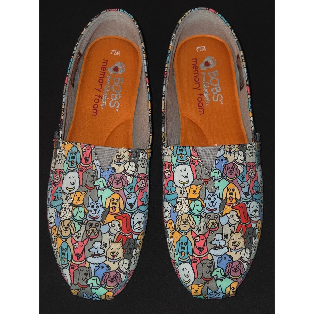 BOBS from Skechers Dog Print Slip On Shoes Women's Size‎ 7.5 Comfort Flats